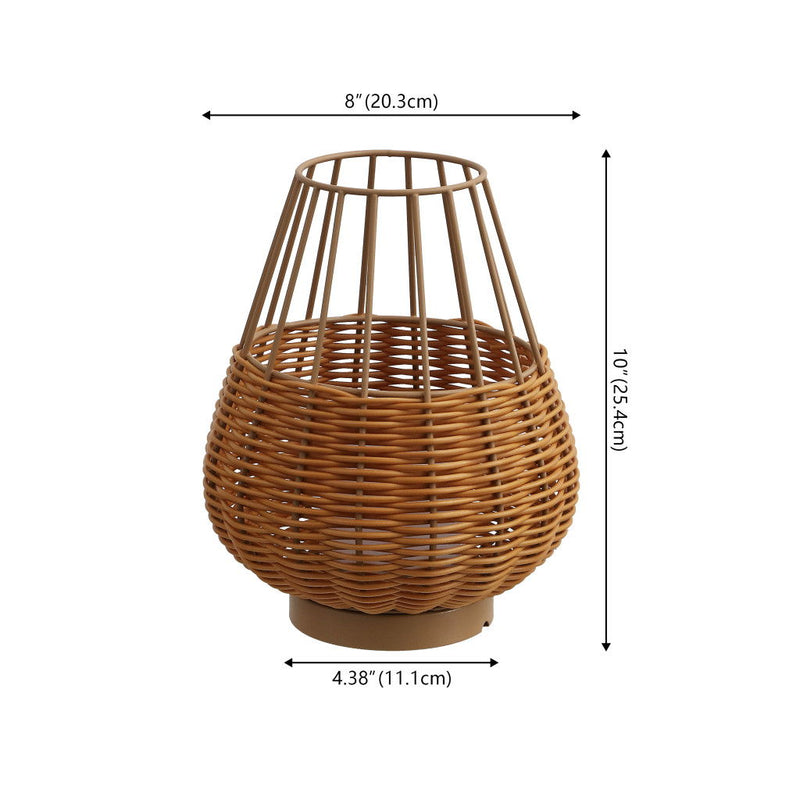 Round USB Table Lamps LED With Globe Shades (Set of 2) - Light Brown