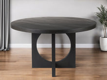 Load image into Gallery viewer, 54" Rounded Solid Wood Pedestal Base Dining Room Table - Black
