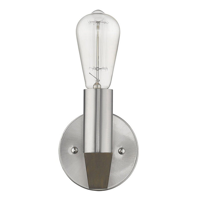 Metal And Wood Wall Sconce - Silver