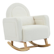 Load image into Gallery viewer, Accent Rocking Chair With Curved Back &amp; Pillow, Base, Ultimate Comfort For Living Room Or Nursery - Cream White
