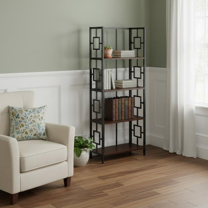Geometric Bookcase - Espresso