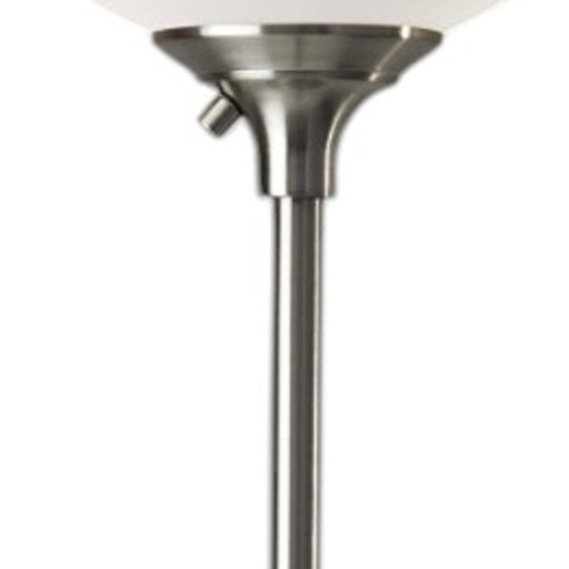 Tailored Metal Torchiere With Bright Illumination - Satin Steel