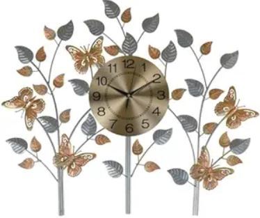 Silent Analog Novelty Wall Clock - Gold / Silver / Black