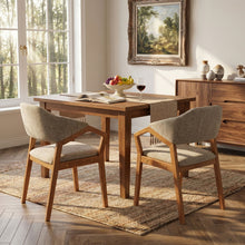 Load image into Gallery viewer, Indoor Upholstered Dining Chair (Set of 2) With Sturdy Frame And Ergonomic Curved Backrest - Oatmeal / Teak
