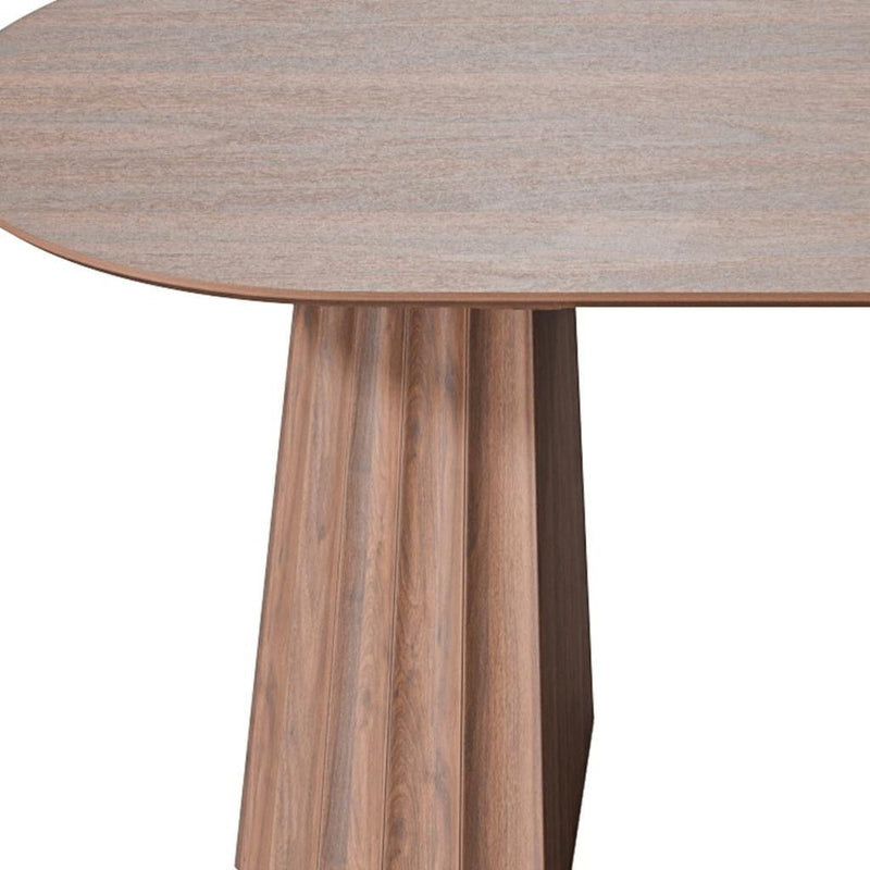 Double Pedestal Base Oval Dining Table - Brown