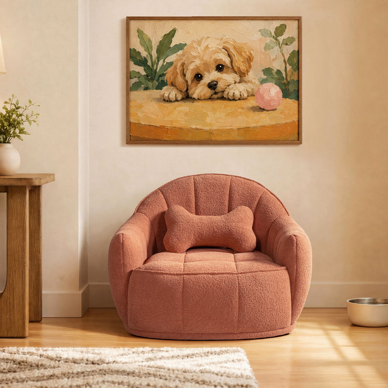 Louie - Dog Sofa Bed With Bone Pillow - Orange