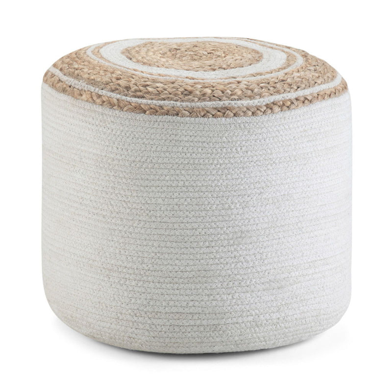 Round Pouf Ottoman - Off White