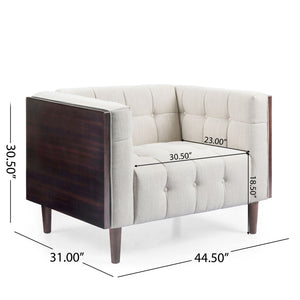 Contemporary Club Chair With Button Tufted Waffle Stitch