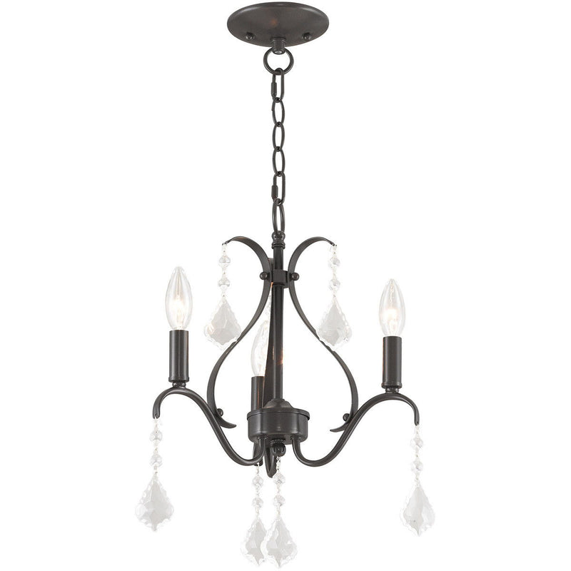 Three-Light Dimmable Chandelier With Shades - Bronze