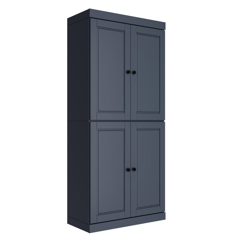 Adjustable Six Tier Library Bookcase With Four Doors (746699) - French Blue