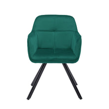 Load image into Gallery viewer, Tufted And Velvet And Metal Dining Arm Chair - Green
