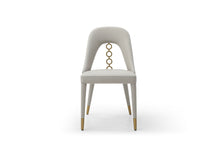 Load image into Gallery viewer, Faux Leather Stainless Steel Dining Side Chairs (Set of 2) - Gray / Gold

