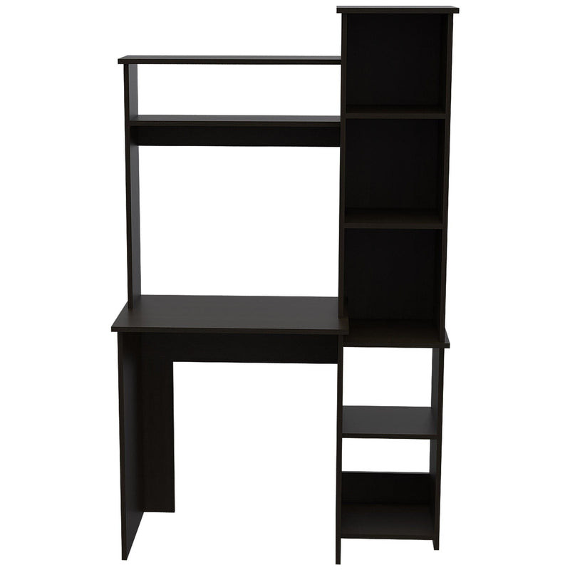 2 Piece Set Computer Desk With Hutch And Bookshelf - Black