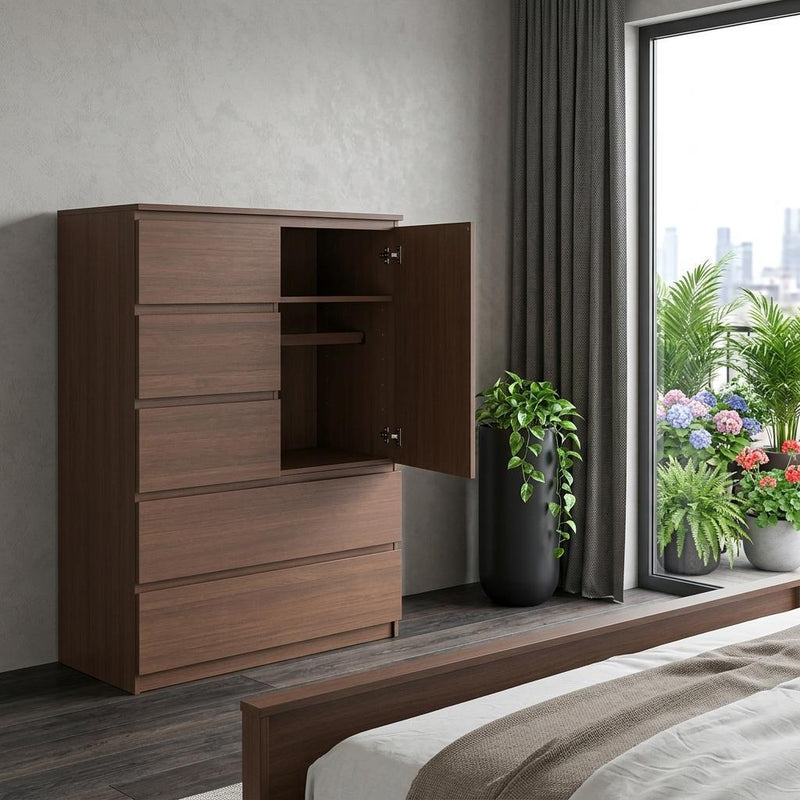 Solid Wood Four Door Combo Dresser (765060) - Coffee