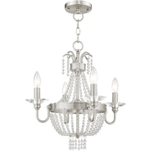 Load image into Gallery viewer, 20'' Four-Light Dimmable Chandelier With Shades - Nickel / Pearl Silver
