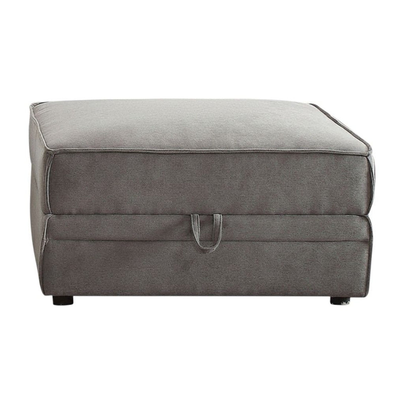 Velvet Storage Ottoman - Gray