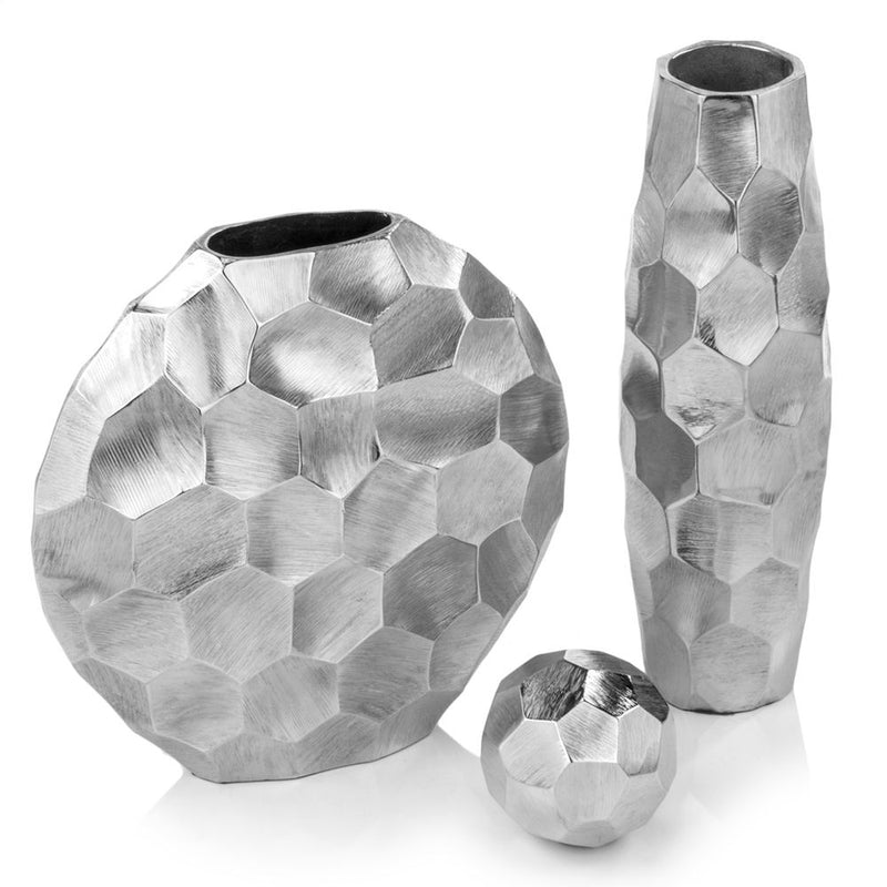 Rough Hewn Faceted Sphere - Silver