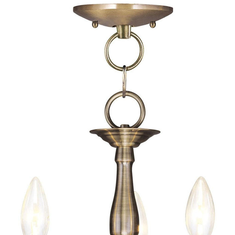 11" Three Light Dimmable Chandelier With Shades - Antiqued Brass
