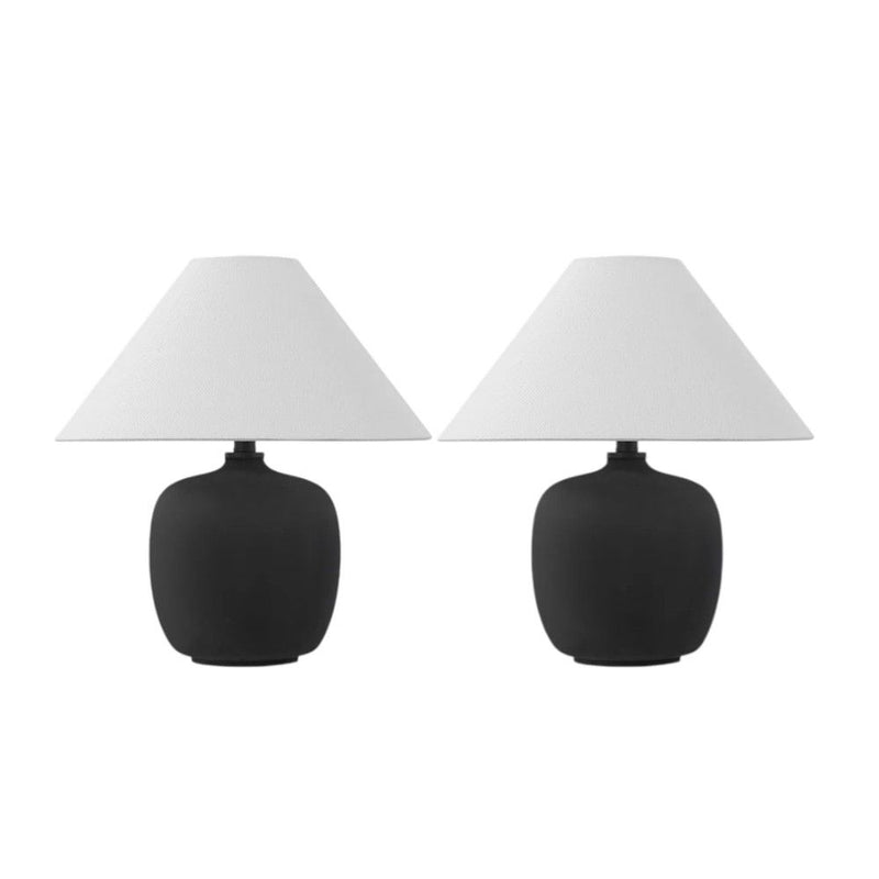 18" Novelty Table Lamps With Empire Shades (Set of 2) - Clear / Black