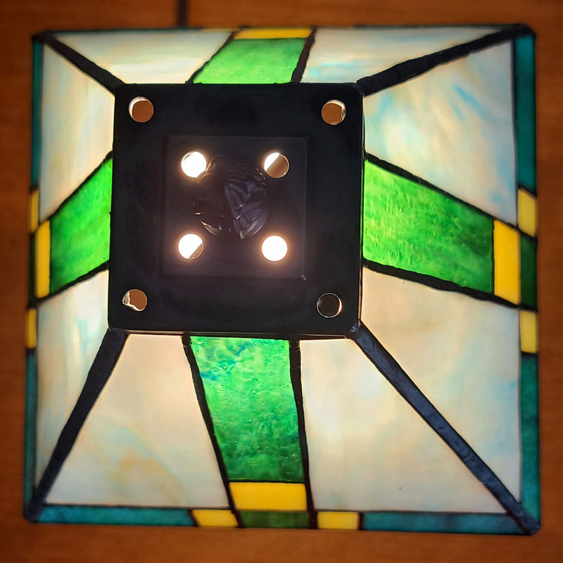 Metal Candlestick Table Lamp With Green Shade - Dark Brown