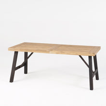 Load image into Gallery viewer, Outdoor Weather Resistant Dining Table With Slat Panel Design - Natural / Gray
