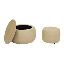 Load image into Gallery viewer, Round Storage Ottoman, 2 In 1 Function, End Table And Ottoman
