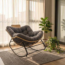 Load image into Gallery viewer, Oversized Papasan Rocking Chair Outdoor With Thick Cushion
