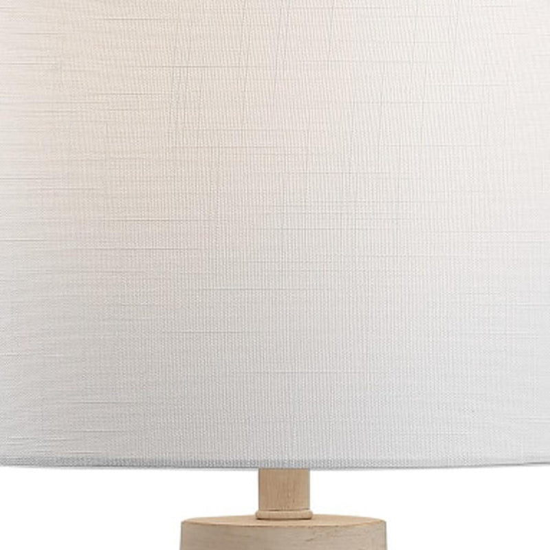 Round Table Lamp With Drum Shade - White