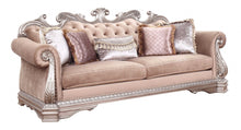 Load image into Gallery viewer, Velvet Sofa And Toss Pillows With Champagne Legs - Light Pink
