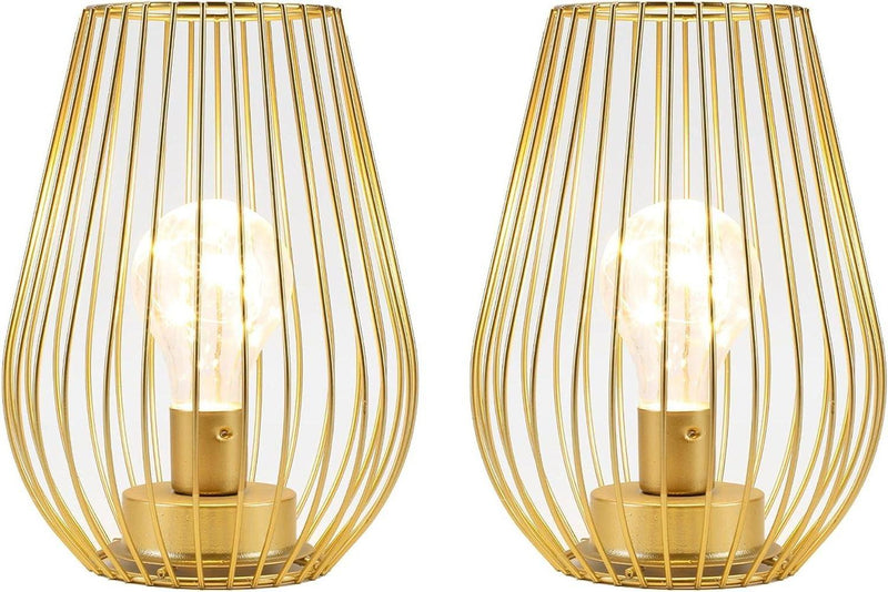 Pierced Battery Powered Desk Lamps (Set of 2) - Gold