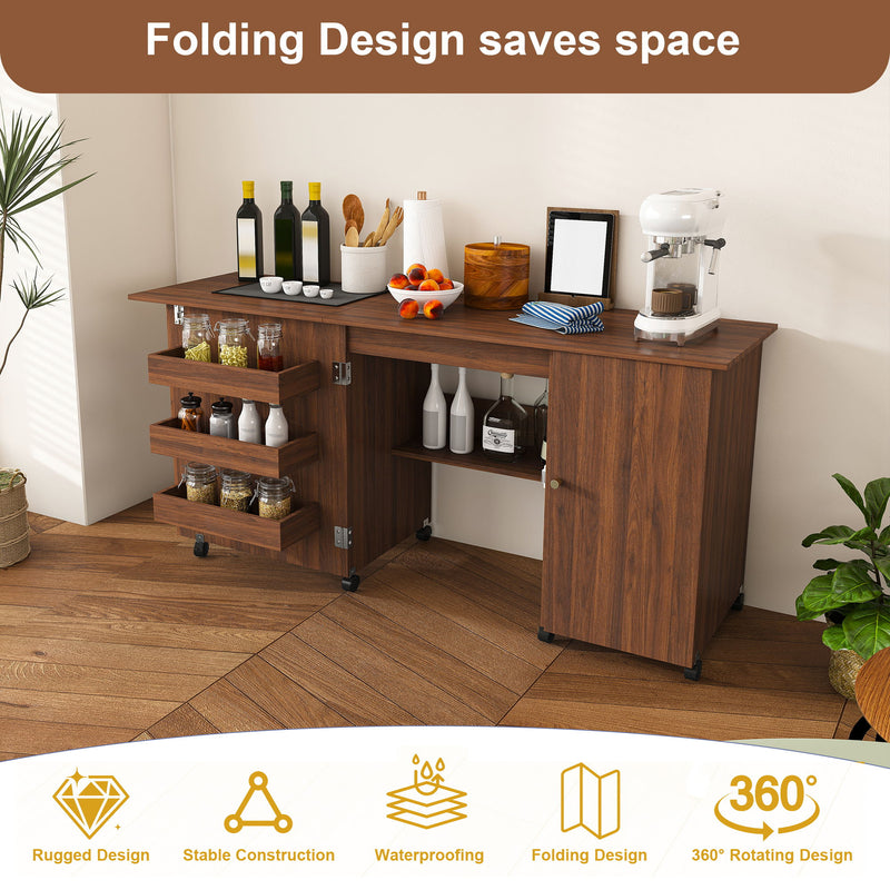 Foldable Sewing Table With Locking Casters