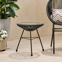 Load image into Gallery viewer, Nusa - Modern Rattan Side Table With Tempered Glass Top
