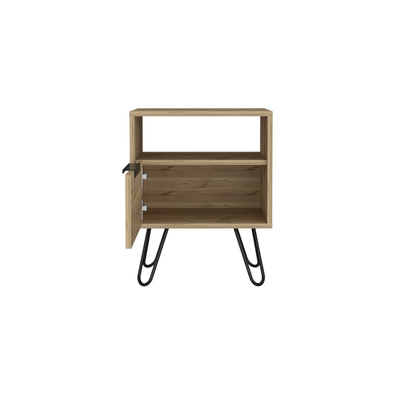 Faux Wood Nightstand With Storage - Light Brown