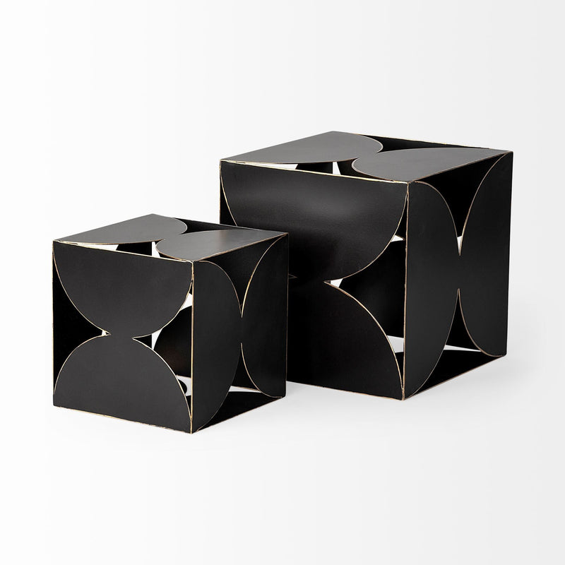 Contemporary Geo Cube Sculpture (392475) - Black