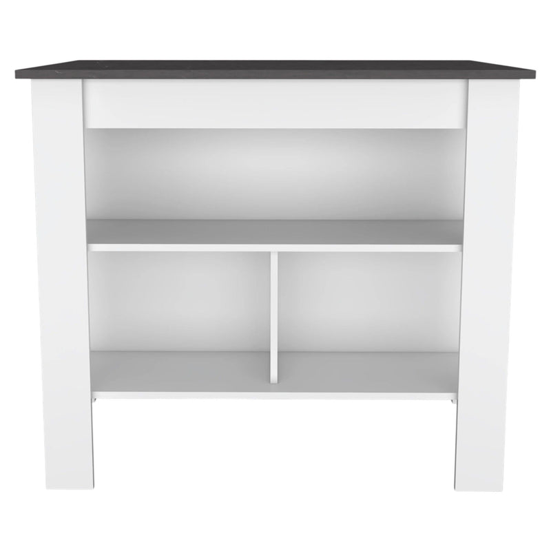 41" Wood Kitchen Island Set With Storage - Gray / White