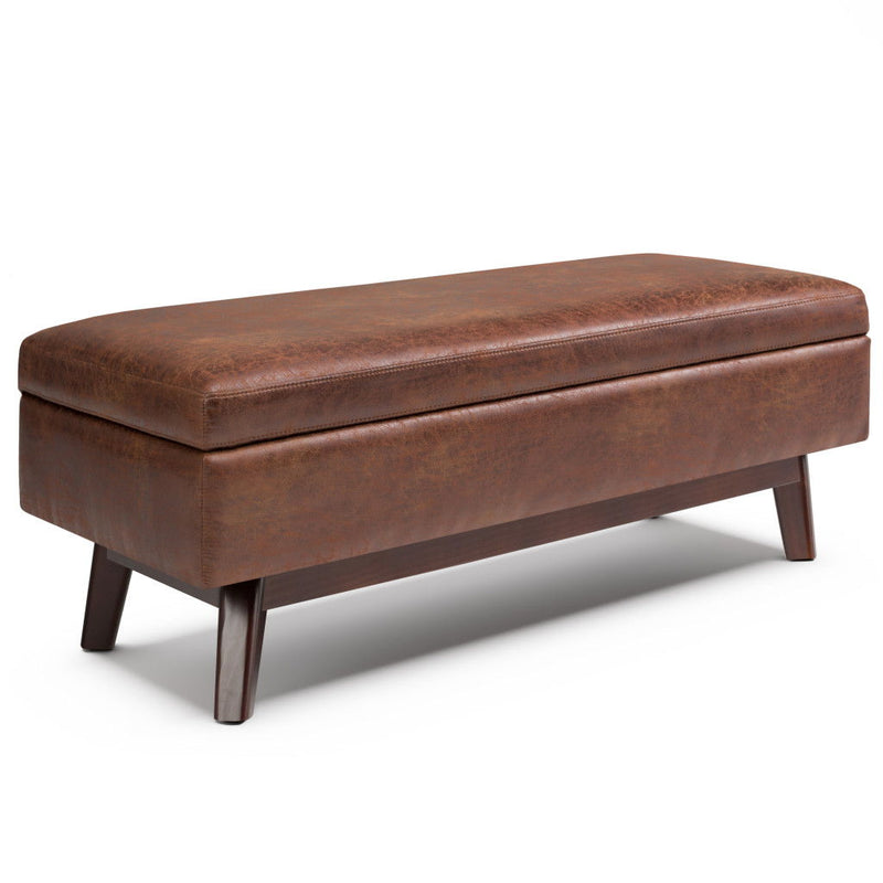 48" Leather Cocktail Ottoman With Storage - Brown