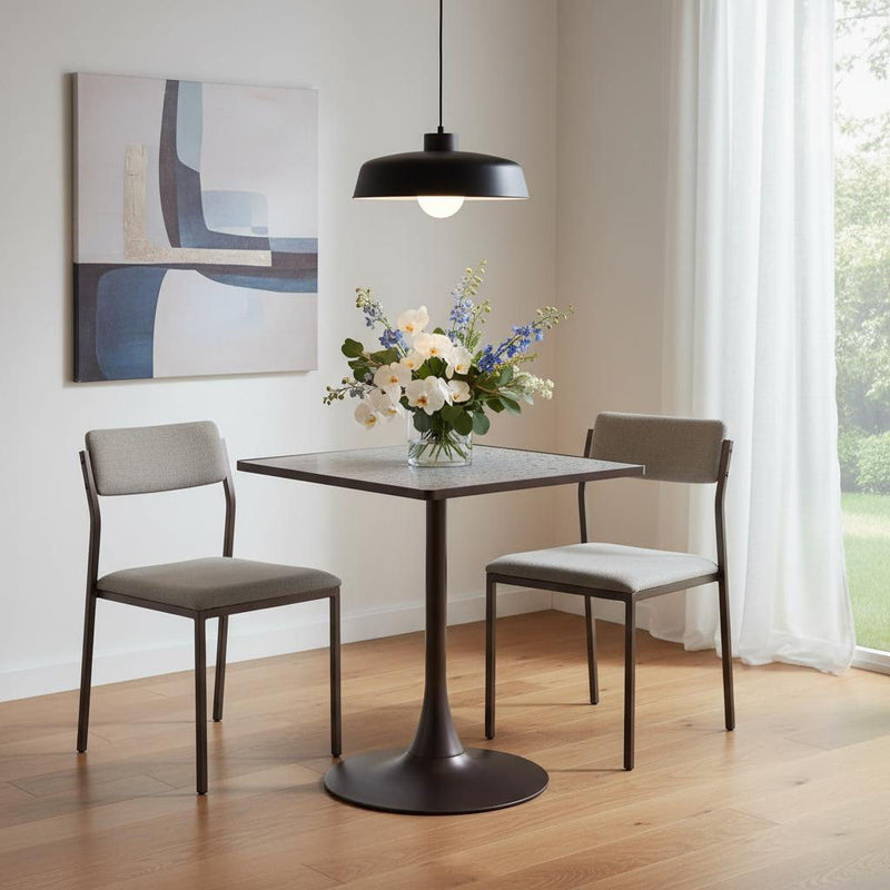 24" Steel Pedestal Base Square Dining Table - Gray