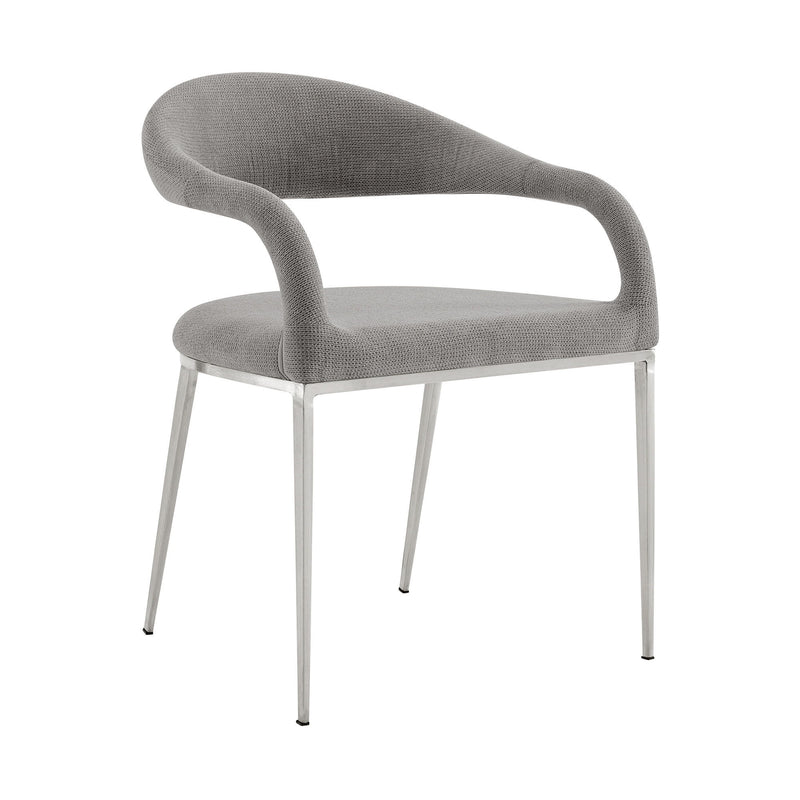 Contemporary Upholstered Polyester Open Back Dining Arm Chairs (Set of 2) - Gray