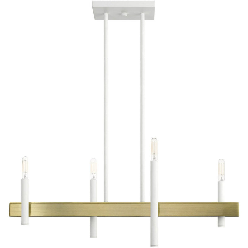 24" Four Light Dimmable Chandelier With Shades - Brass