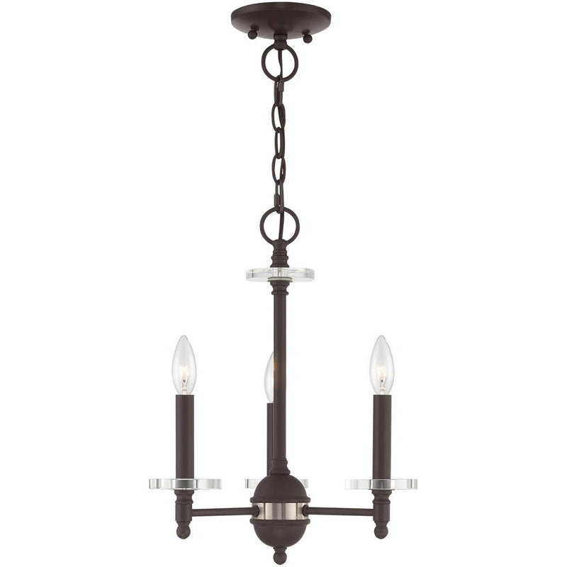 18" Three Light Dimmable Chandelier With Shades - Bronze