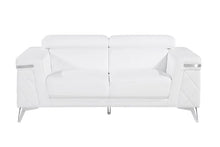 Load image into Gallery viewer, Metallic Leather Loveseat - White / Silver
