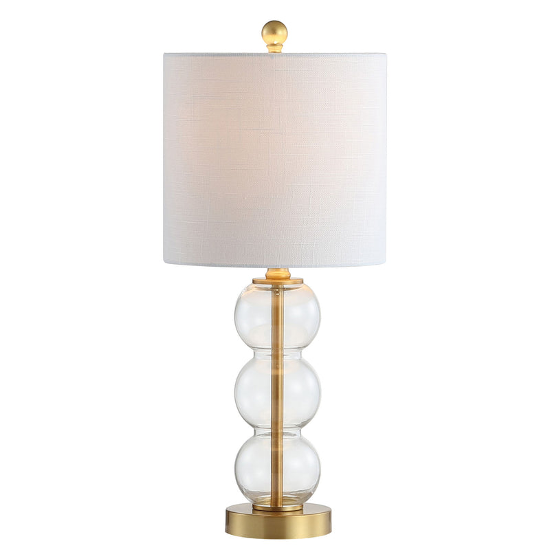 21" Table Lamp With Drum Shade - White / Clear / Gold