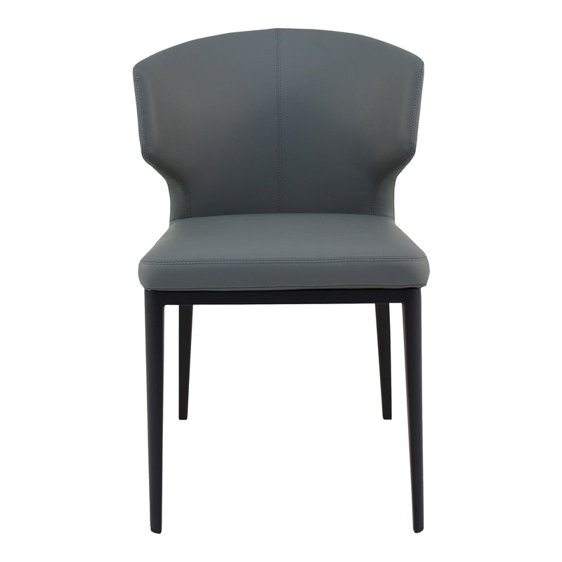 Upholstered Faux Leather Wing Back Dining Side Chairs (Set of 2) - Gray / Black