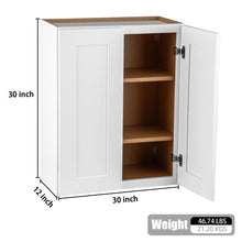 Load image into Gallery viewer, Shaker Wall Cabinet With Soft Close Hinges, Adjustable Shelves, Double Door
