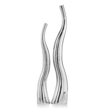 Load image into Gallery viewer, Wavy Floor Vases (Set of 2) - Silver
