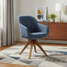 Load image into Gallery viewer, Fabric And Natural Swivel Accent Arm Chair 23" - Blue
