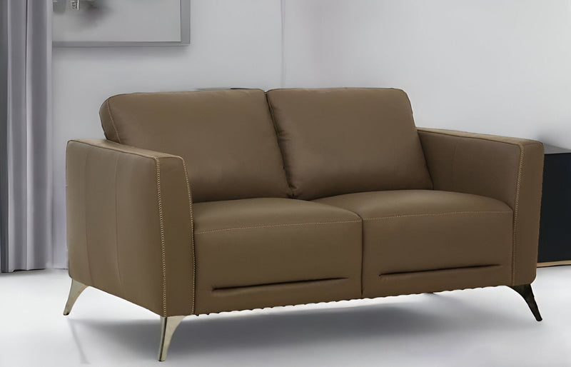 Leather Love Seat - Brown / Black