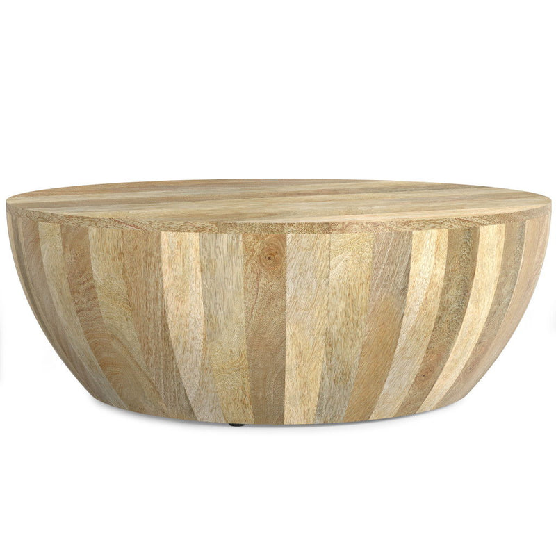 34" Solid Wood Round Solid Coffee Table - Natural