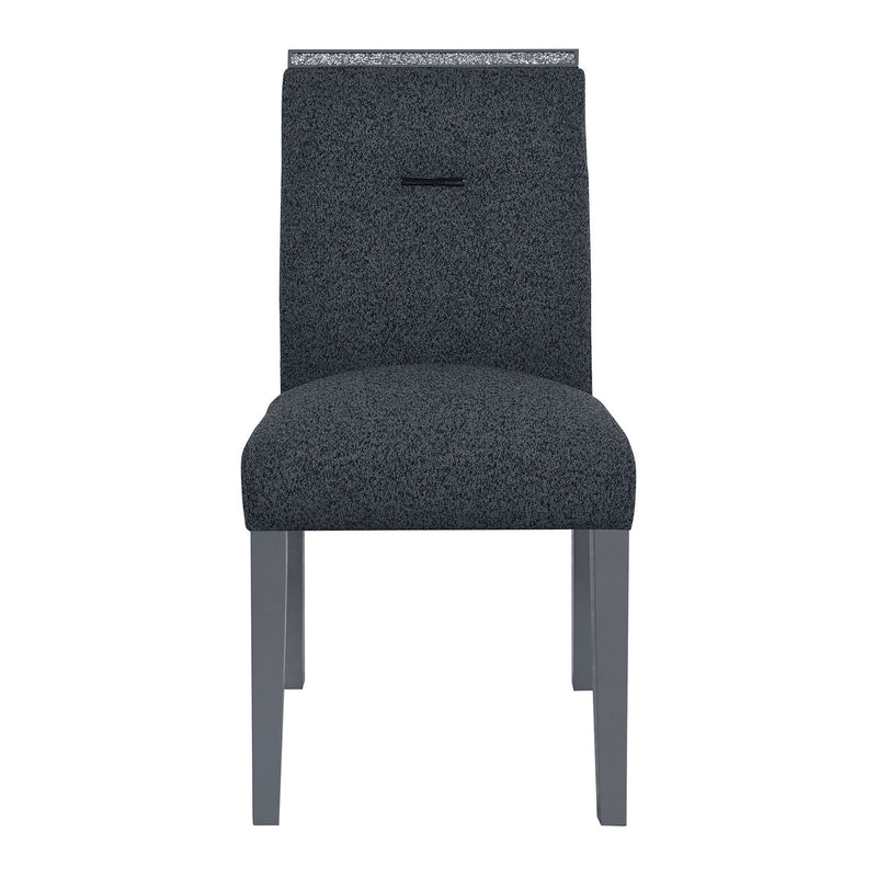 Upholstered Fabric With Faux Crystal Bling Dining Side Chair - Dark Gray