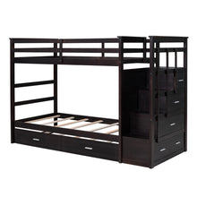 Load image into Gallery viewer, Twin Over Twin Bunk Bed with Trundle and Staircase,Espresso(OLD SKU:LT000068AAP)
